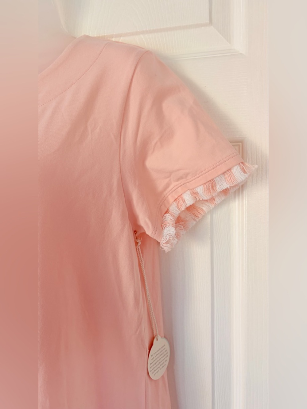 Spartina 449 Dress Island Fringe Dress Women’s Short Sleeve Pale Blush Large - Picture 2 of 15